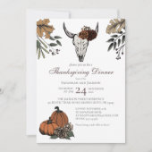 Invitation Vache de Thanksgiving Ouest Crâne d'automne moisso (Devant)