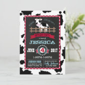 Invitation Vache de vache En vichy pays Anniversaire (Debout devant)
