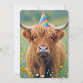 Invitation Vache des Highlands d'anniversaire avec chapeau de (Devant)