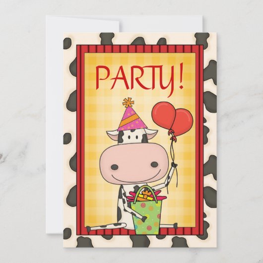 Invitation Vache - Fête d'anniversaire de l'enfant (Devant)