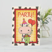 Invitation Vache - Fête d'anniversaire de l'enfant (Debout devant)
