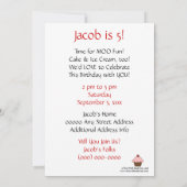 Invitation Vache - Fête d'anniversaire de l'enfant (Dos)