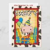 Invitation Vache - Fête d'anniversaire de l'enfant (Devant / Derrière)