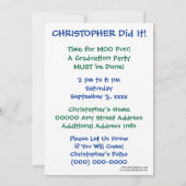 Invitation Vache - fête de remise des diplômes (Dos)