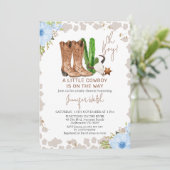 Invitation Vache florale bleu Imprimer baby shower petit cowb (Debout devant)