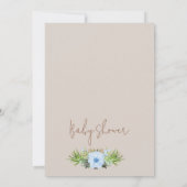 Invitation Vache florale bleu Imprimer baby shower petit cowb (Dos)