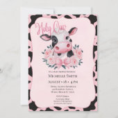 Invitation Vache florale rose Blush Imprimer Baby shower Invi (Devant)