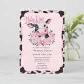 Invitation Vache florale rose Blush Imprimer Baby shower Invi (Debout devant)