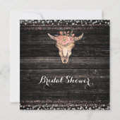 Invitation Vache florale rustique Crâne Bois foncé Glam Invit (Dos)