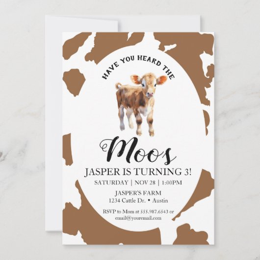 Invitation Vache Imprimer Brown Anniversaire Avez-Vous Entend (Devant)