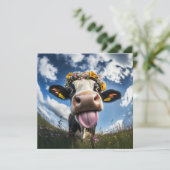 Invitation Vache joyeuse en fleur (Debout devant)