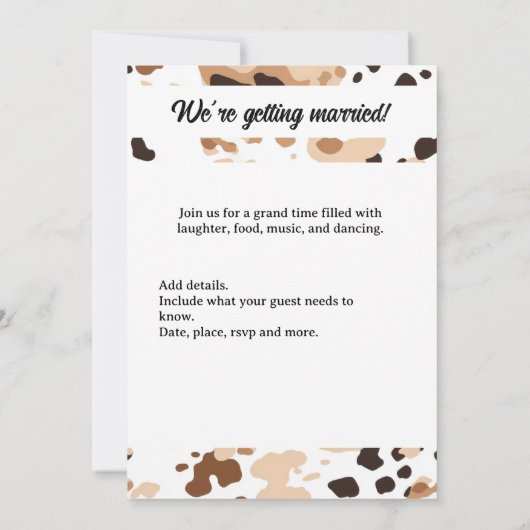 Invitation Vache mariage de ferme pourpre (Dos)
