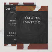 Invitation Vache Marron et Blanc Monogramme (Devant / Derrière)