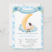Invitation Vache mignonne au-dessus du Baby shower bleu lune (Devant)