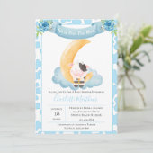 Invitation Vache mignonne au-dessus du Baby shower bleu lune (Debout devant)
