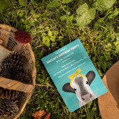 Invitation Vache mignonne avec noeud papillon pour fête d'ann