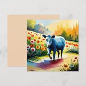 Invitation Vache mignonne dans le champ floral (Devant / Derrière)