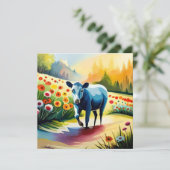 Invitation Vache mignonne dans le champ floral (Debout devant)
