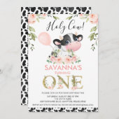 Invitation Vache mignonne Imprimer Vache sainte Florale 1er a (Devant / Derrière)