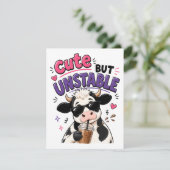 Invitation Vache mignonne mais instable avec café glacé (Debout devant)