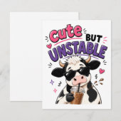 Invitation Vache mignonne mais instable avec café glacé (Devant / Derrière)