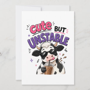 Invitation Vache mignonne mais instable avec café glacé