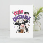 Invitation Vache mignonne mais instable avec café glacé (Debout devant)
