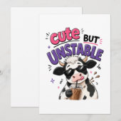 Invitation Vache mignonne mais instable avec café glacé (Devant / Derrière)