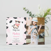 Invitation Vache mignonne modifiable Anniversaire Photo Invit (Debout devant)