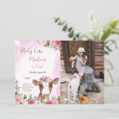 Invitation Vache mignonne modifiable Anniversaire Photo Invit (Debout devant)