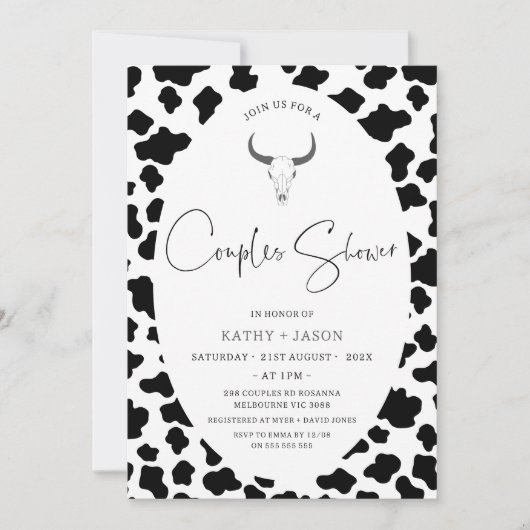 Invitation Vache moderne Imprimer Western Rodeo Couples Douch (Devant)