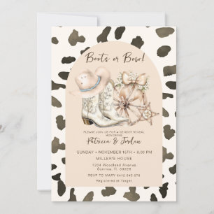 Invitation Vache Motif Western Boots ou Bow Genre Reveillez