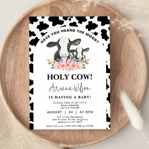 Invitation Vache noire blanche Imprimer Floral Saint-Vache Ba