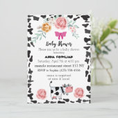 Invitation Vache noire blanche rose pour baby shower Invitati (Debout devant)