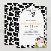 Invitation vache noire et blanche mignonne septième anniversa (Devant / Derrière)