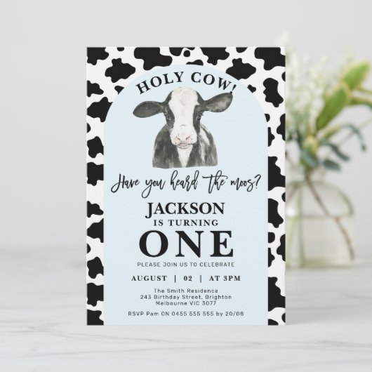 Invitation Vache noire Imprimer Arche bleue Vache sainte 1er (Debout devant)