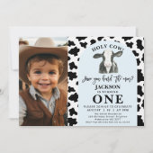 Invitation Vache noire Imprimer Photo Vache sainte 1er annive (Devant)