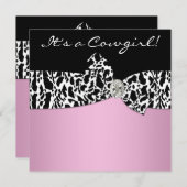 Invitation Vache noire rose Imprimer Baby shower fille (Devant / Derrière)