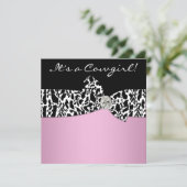 Invitation Vache noire rose Imprimer Baby shower fille (Debout devant)