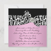 Invitation Vache noire rose Imprimer Baby shower fille (Dos)