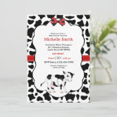 Invitation Vache noire rouge neutre Imprimer Baby shower Invi (Debout devant)