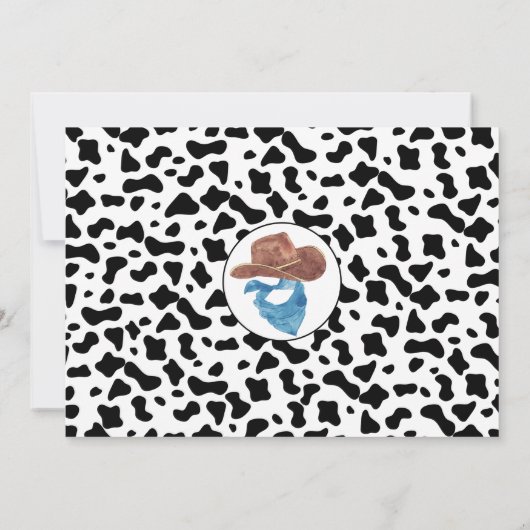 Invitation Vache noire rustique Imprimer Cowboy Rodéo 1er ann (Dos)