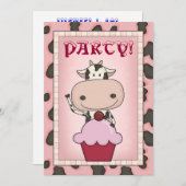 Invitation Vache - partie de patinage de crème glacée et de (Devant / Derrière)