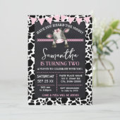 Invitation Vache rose Avez-Vous Entendu Parler de l'anniversa (Debout devant)