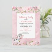 Invitation Vache rose et blanc mignonne Floral Anniversaire F (Debout devant)