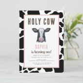 Invitation Vache rose Saint Je suis un anniversaire (Debout devant)