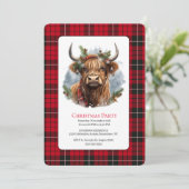 Invitation Vache rouge À damiers Noël Highlander (Debout devant)