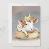 Invitation Vache royale rêvant sur le trône du fromage (Dos)