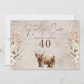 Invitation Vache rustique Highland Holy Cow 40th Birthday (Dos)
