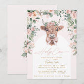 Invitation Vache sacrée Cow Highland Bohème Enterrement de vi (Devant / Derrière)